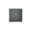 QUADRON DAVID 40 GraniteQ zlewozmywak silver stone 42x42x22,5 cm 1-komorowy b/o komora podwieszana kwadratowy odpływ + syfon manualny stal szczotkowana save space + zaczepy HQD4242U5BS